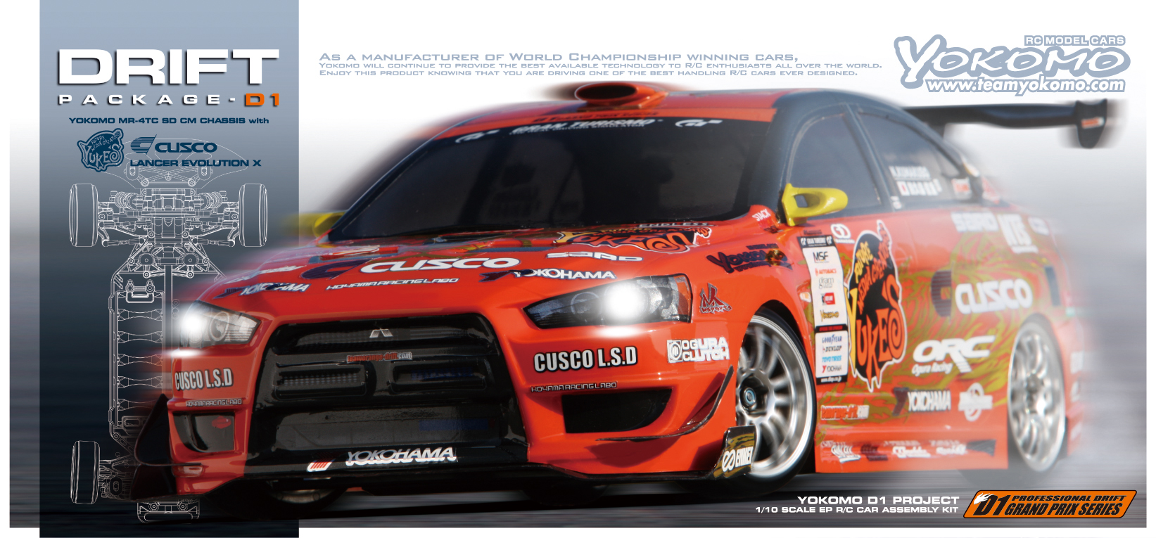 ドリフトパッケージ D1バージョン YUKE'S CUSCO LANCER Evolution X - ラジコンカー・RCカーのヨコモ／YOKOMO  公式サイト